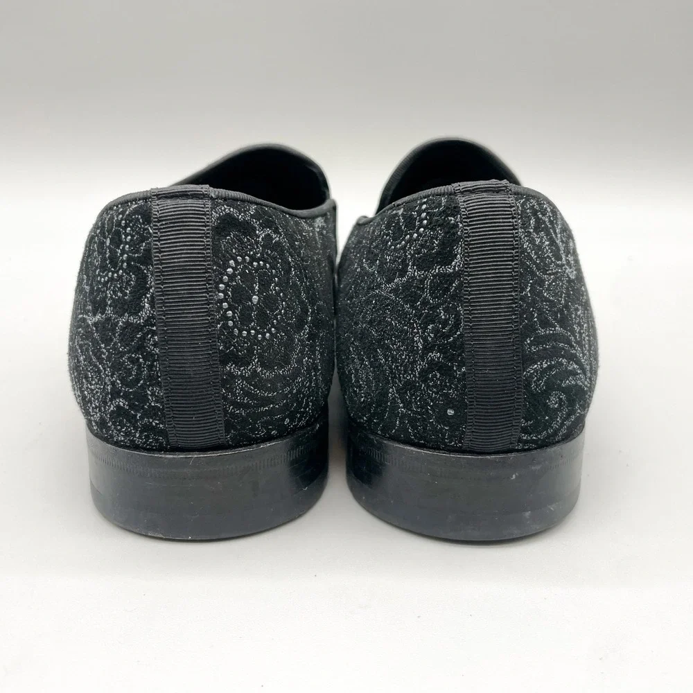 Mezlan Mens 11M Damon Loafers Black Silver Glitter Paisley Tuxedo Wedding Dandy_6